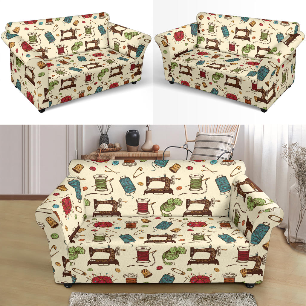 Sewing Equipment Print Design LKS303 Loveseat Couch Slipcover