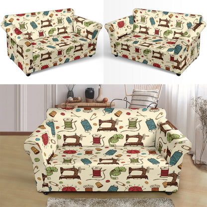 Sewing Equipment Print Design LKS303 Loveseat Couch Slipcover
