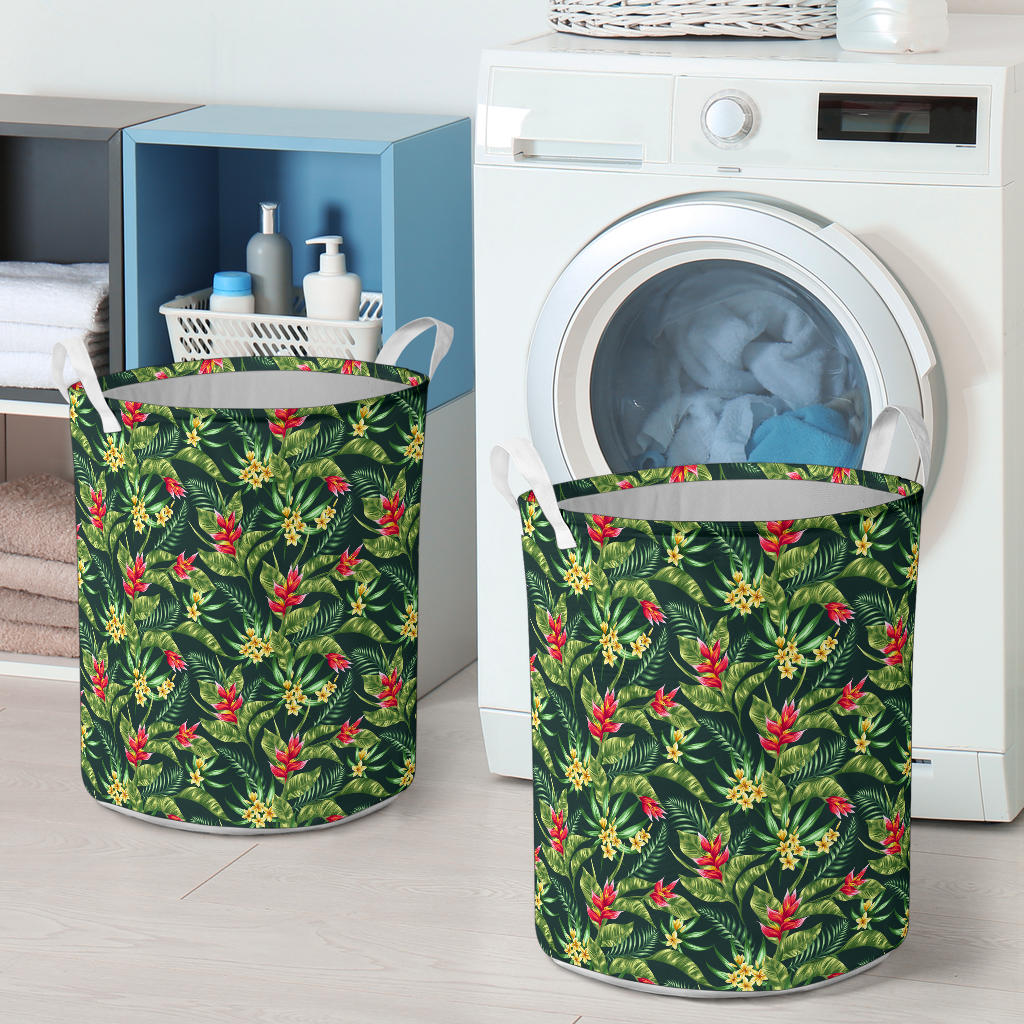 Tropical Folower Red Heliconia Print Laundry Basket