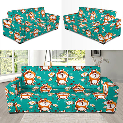 Hamster Pattern Print Design 01 Sofa Slipcover