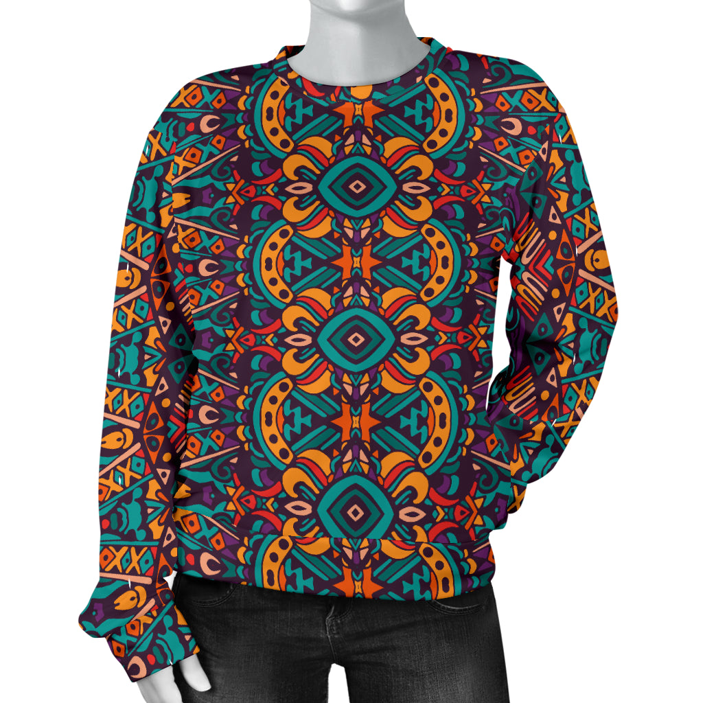 Ethnic Style Print Pattern Women Long Sleeve Sweatshirt