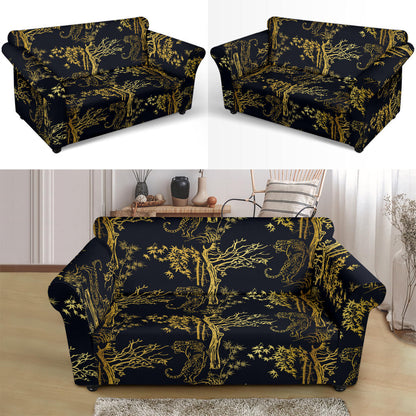 Tiger Gold Print Design LKS307 Loveseat Couch Slipcover