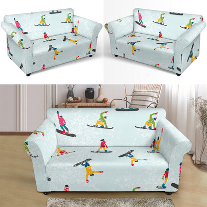Snowboard Print Design LKS304 Loveseat Couch Slipcover