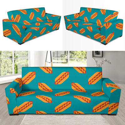 Hot Dog Pattern Print Design 03 Sofa Slipcover