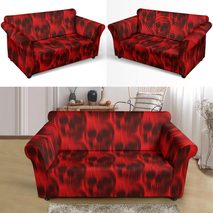 Skull Red Print Design LKS306 Loveseat Couch Slipcover
