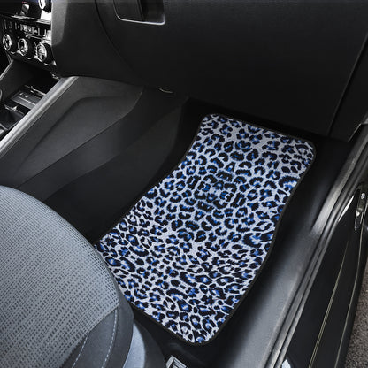 Leopard Blue Skin Print Car Floor Mats Front Back