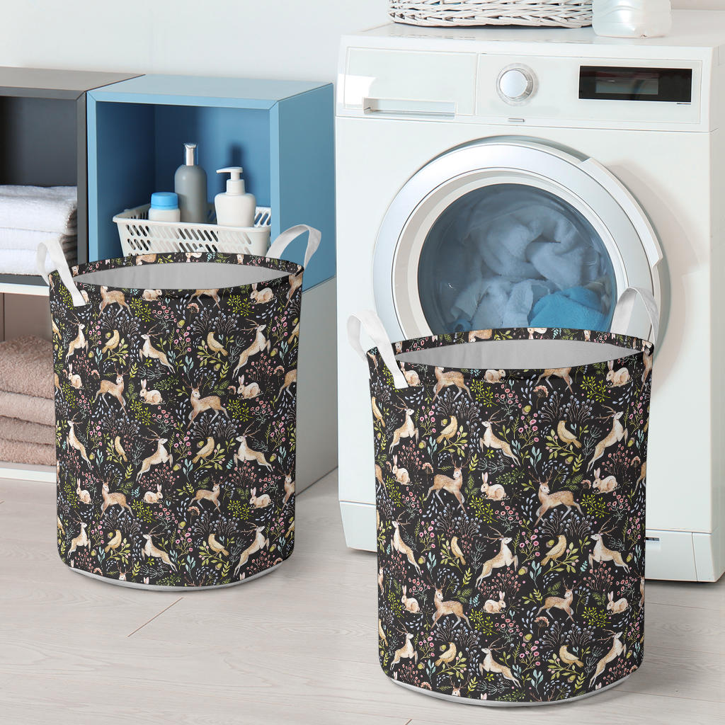 Deer Floral Jungle Laundry Basket