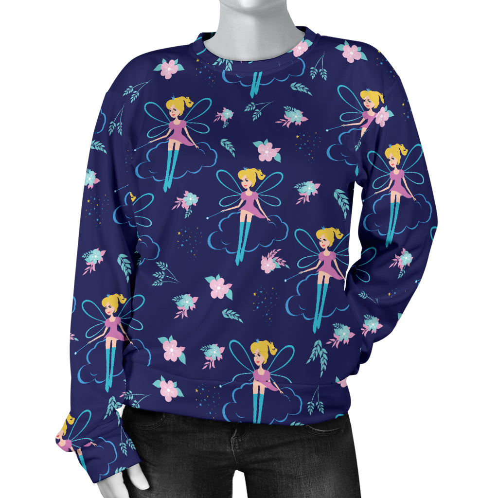 Fairy Cartoon Style Print Pattern Women Long Sleeve Sweatshirt