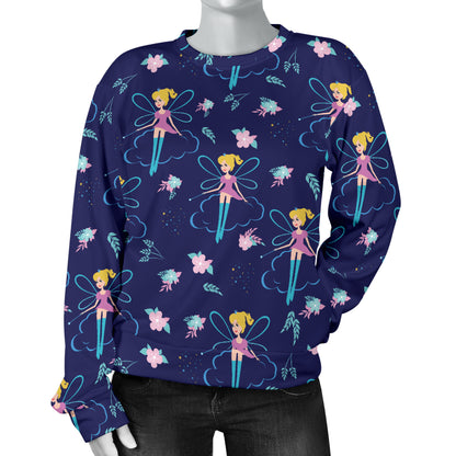 Fairy Cartoon Style Print Pattern Women Long Sleeve Sweatshirt