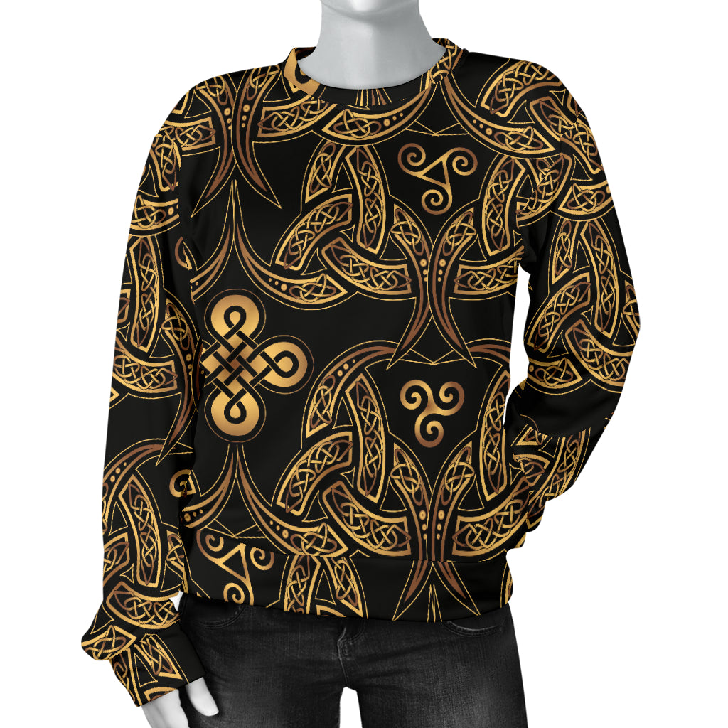 Celtic Knot Gold Design Women Long Sleeve Sweatshirt