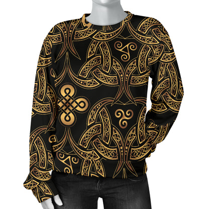 Celtic Knot Gold Design Women Long Sleeve Sweatshirt
