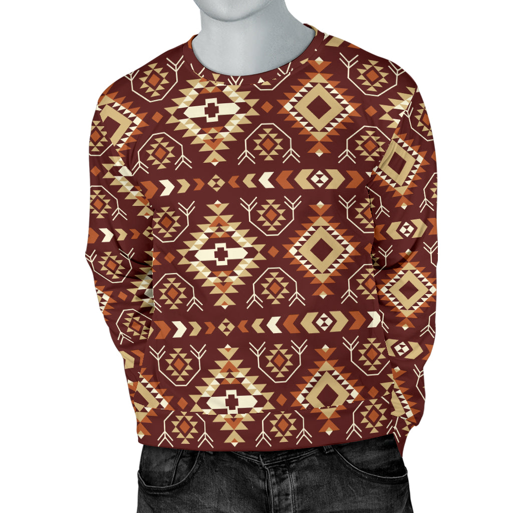 Navajo Native Color Print Pattern Men Long Sleeve Sweatshirt
