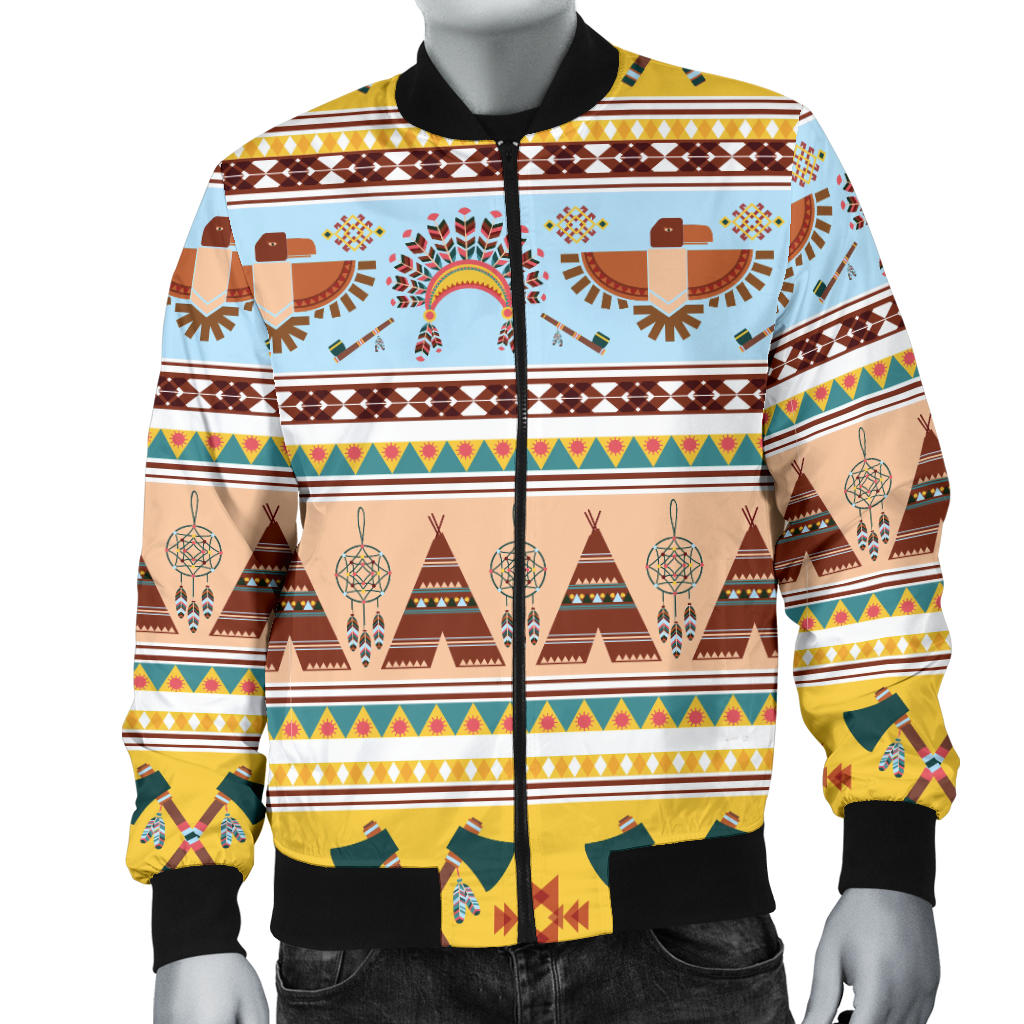 Native American Pattern Design Print Men Bomber Jacket