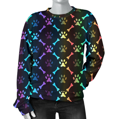 Paw Rainbow Print Women Long Sleeve Sweatshirt