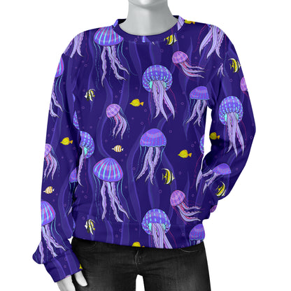 Jellyfish Style Print Women Long Sleeve Sweatshirt