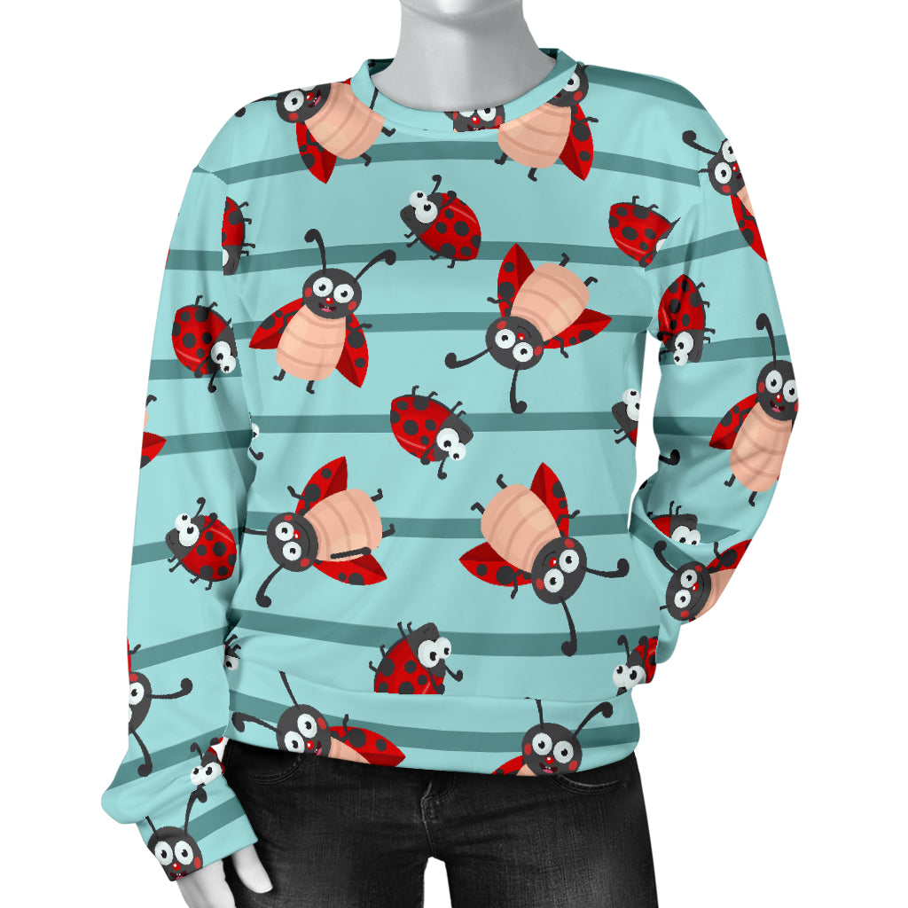 Ladybug Happy Print Pattern Women Long Sleeve Sweatshirt