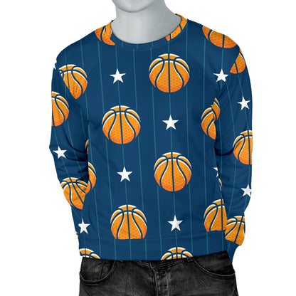 Basketball Star Print Pattern Men Long Sleeve Sweatshirt