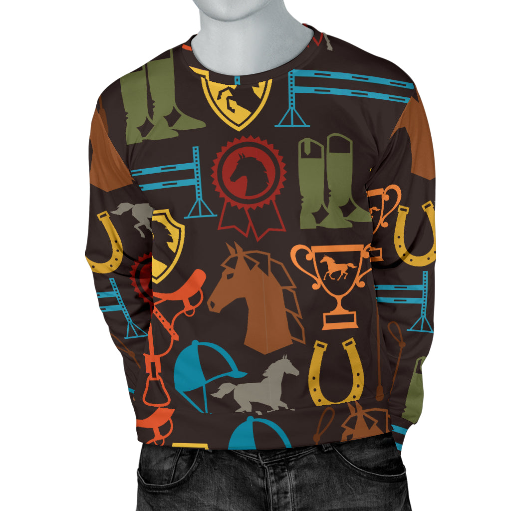 Equestrian Equipment Horse Colorful Men Long Sleeve Sweatshirt