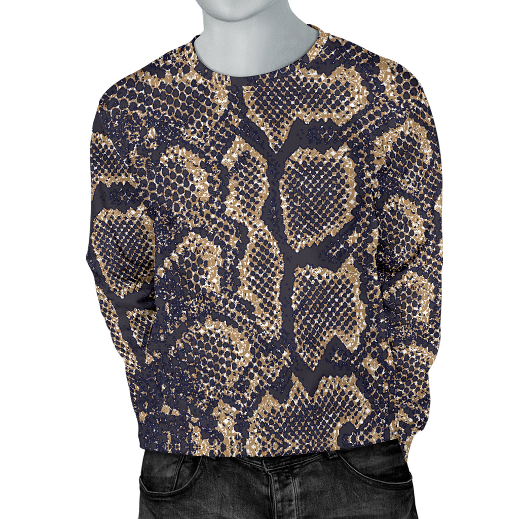 Snake Skin Pattern Print Men Long Sleeve Sweatshirt