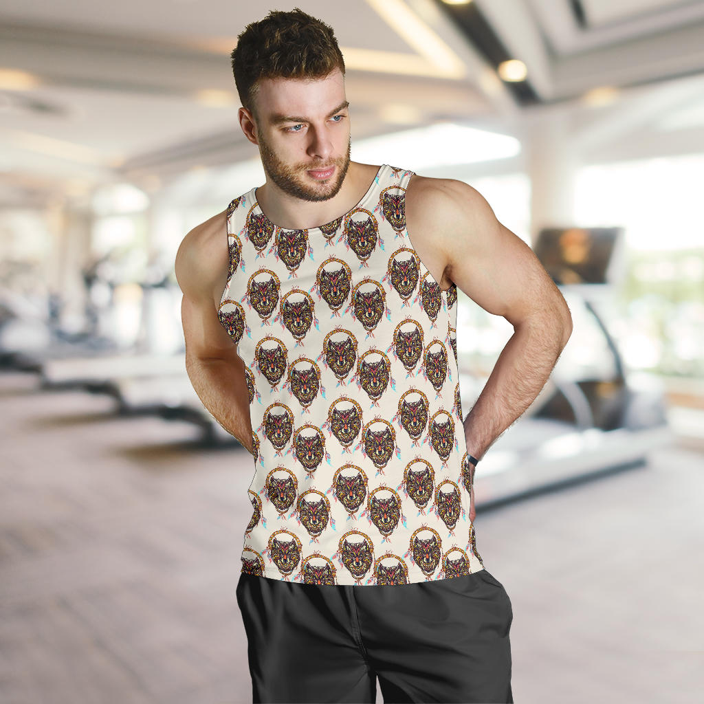Wolf Tribal Dream Catcher Design Print Men Tank Top