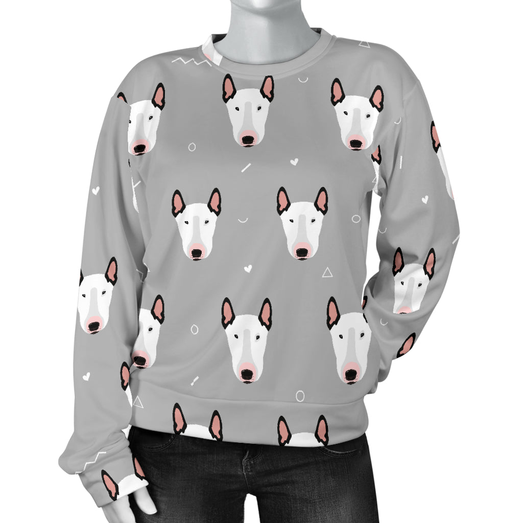Bull Terrier Head Print Pattern Women Long Sleeve Sweatshirt