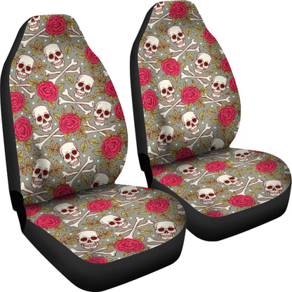 Skull Bone Rose Print Design LKS303 Car Seat Covers