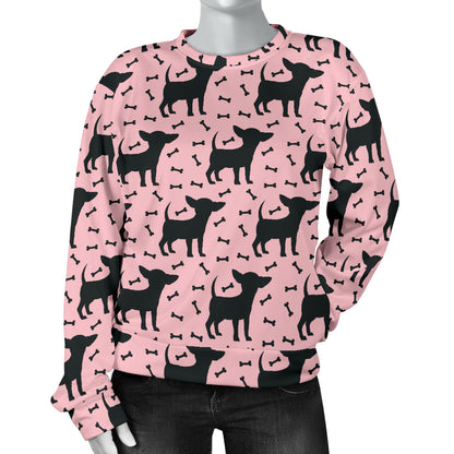 Chihuahua Pink Print Pattern Women Long Sleeve Sweatshirt