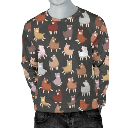 Alpaca Cute Design Themed Print Men Long Sleeve Sweatshirt