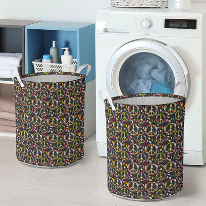 Peace Sign flowers Design Print Laundry Basket