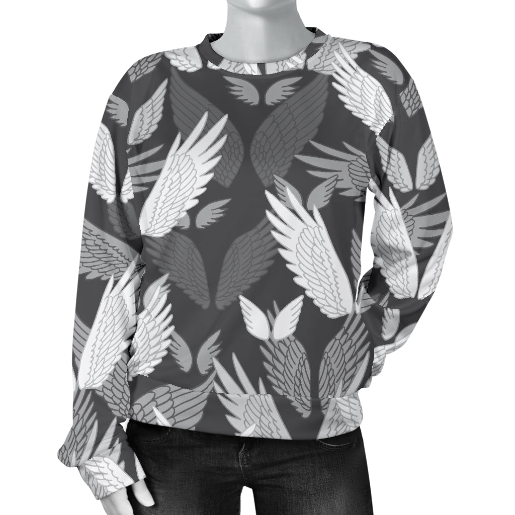 Angel Wings Pattern Design Themed Print Women Long Sleeve Sweatshirt