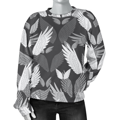 Angel Wings Pattern Design Themed Print Women Long Sleeve Sweatshirt