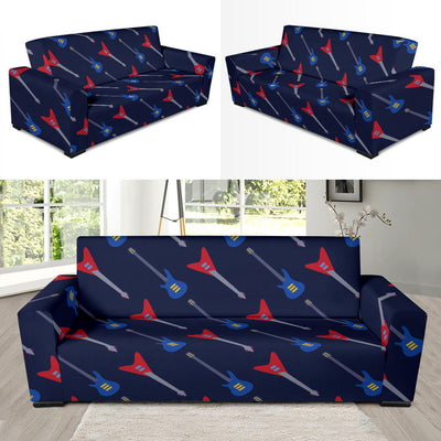 Electric Guitar Pattern Print Design 01 Sofa Slipcover