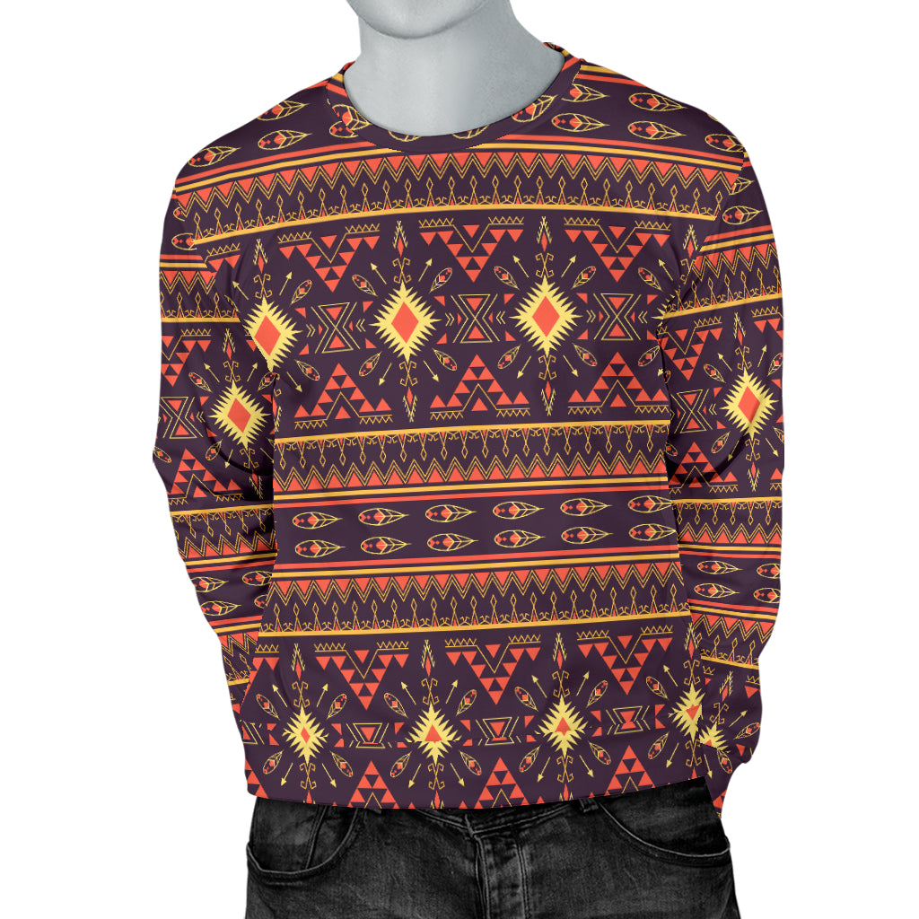 Southwest Ethnic Design Themed Print Men Long Sleeve Sweatshirt
