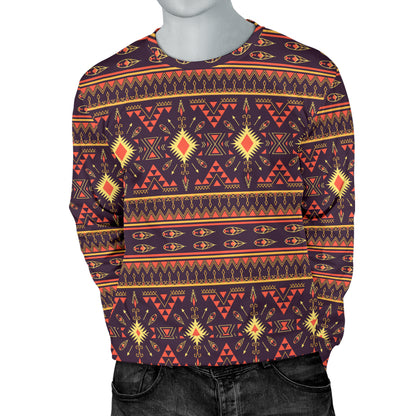 Southwest Ethnic Design Themed Print Men Long Sleeve Sweatshirt