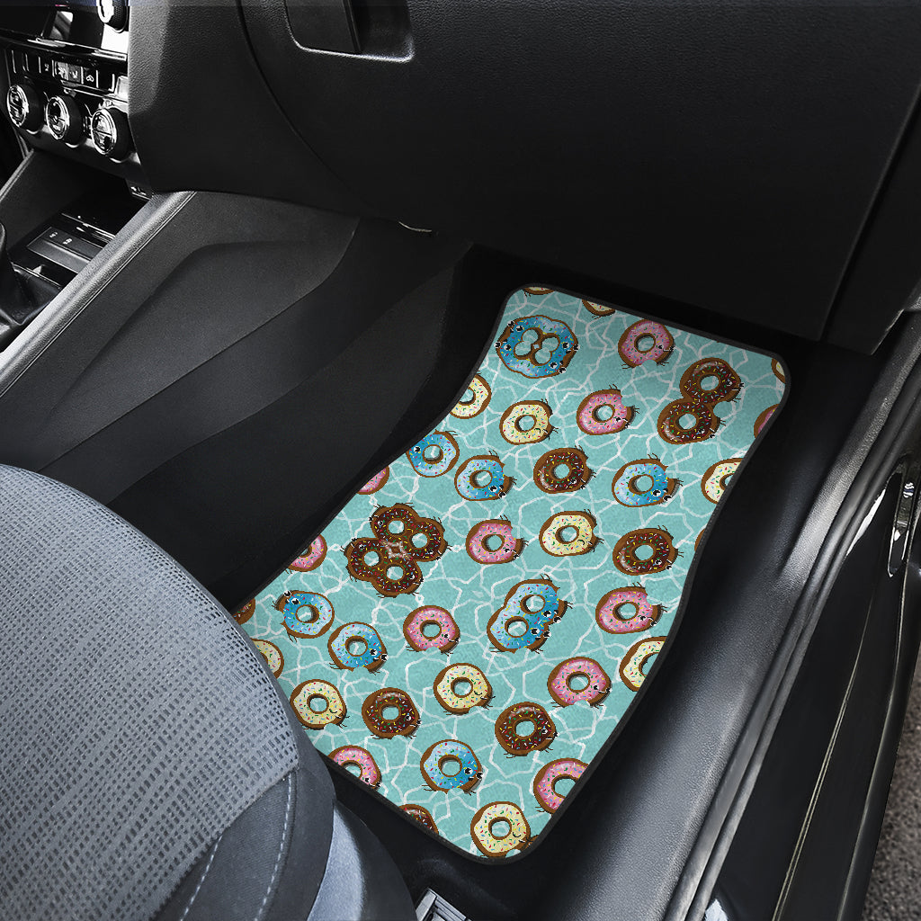 Emoji Donut Print Pattern Car Floor Mats Front Back