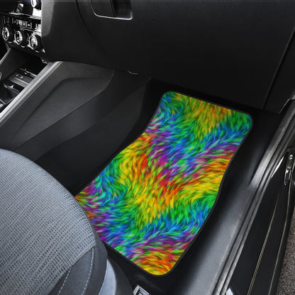 Rainbow Fur Design Print Car Floor Mats Front Back