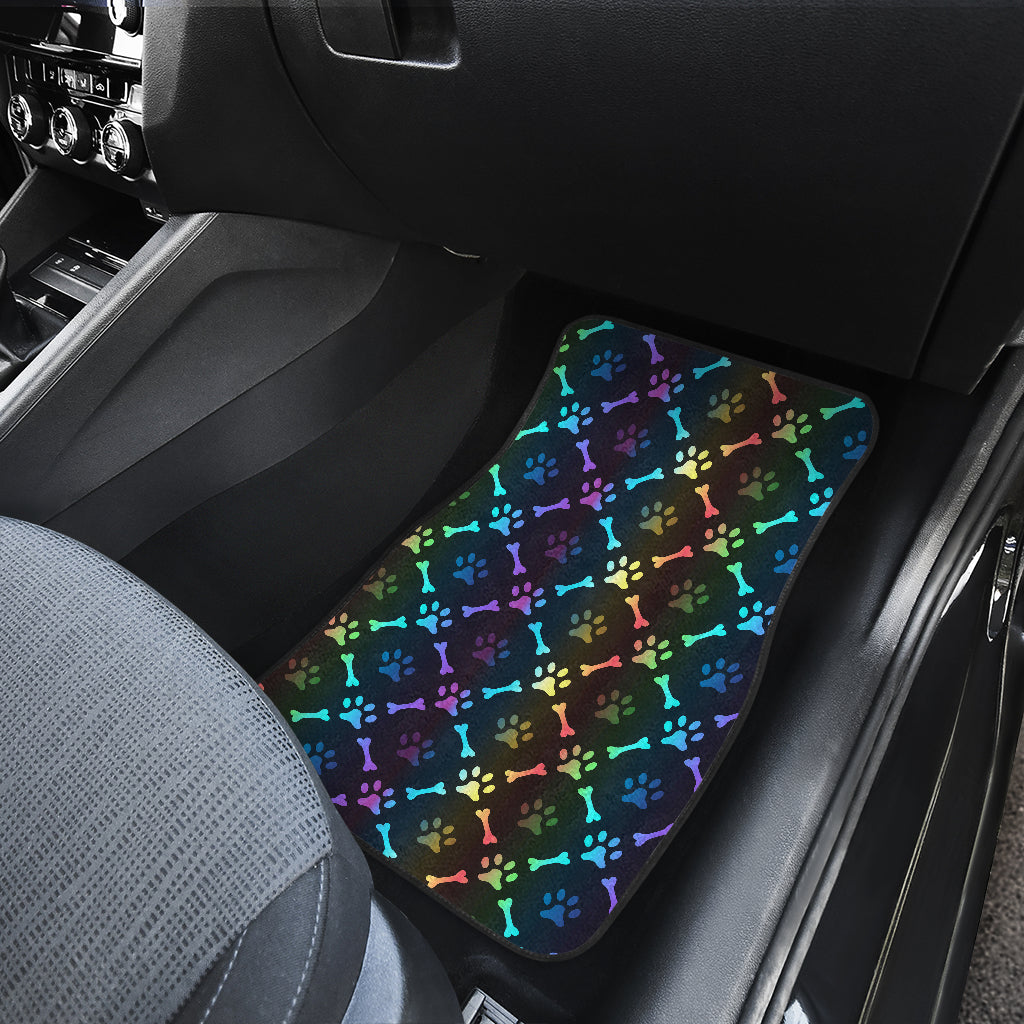 Paw Rainbow Print Car Floor Mats Front Back