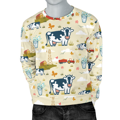 Cow Farm Design Print Men Long Sleeve Sweatshirt