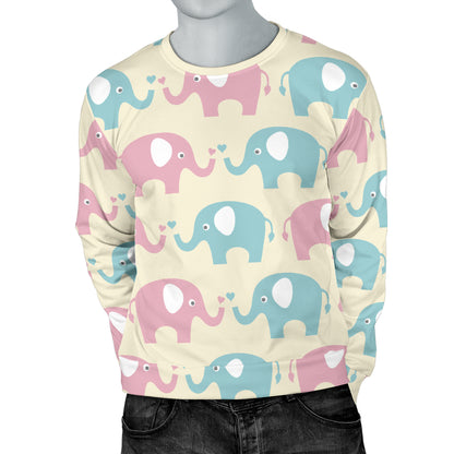 Elephant Baby Pastel Print Pattern Men Long Sleeve Sweatshirt
