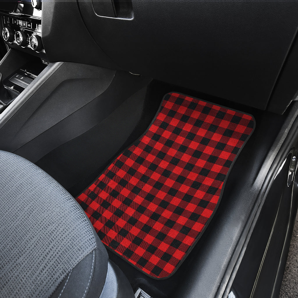 Red Black Buffalo Tartan Plaid Pattern Car Floor Mats Front Back