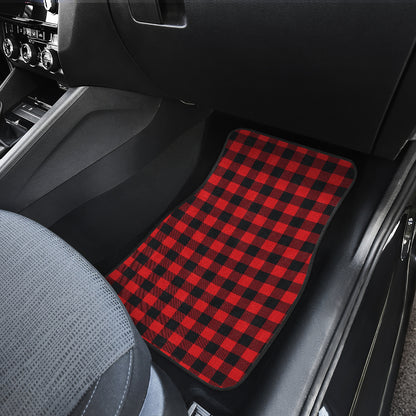 Red Black Buffalo Tartan Plaid Pattern Car Floor Mats Front Back