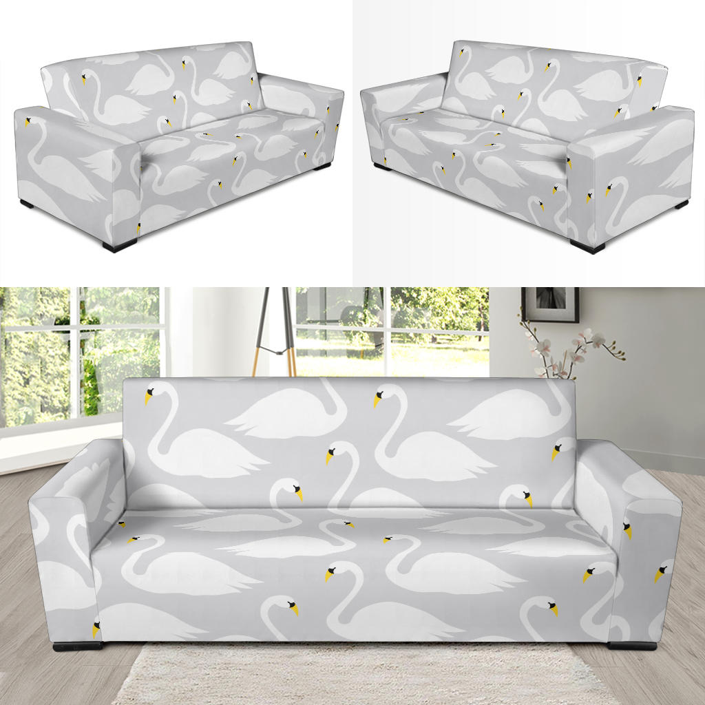 Swan Pattern Print Design 02 Sofa Slipcover
