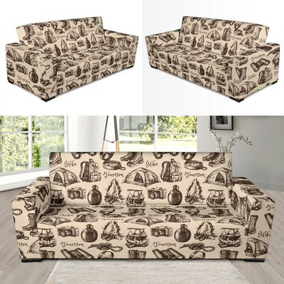 Camping Pattern Print Design 01 Sofa Slipcover