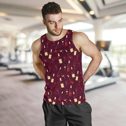 Wine Themed Pattern Print Men Tank Top