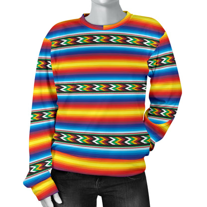 Mexican Blanket ZigZag Print Pattern Women Long Sleeve Sweatshirt