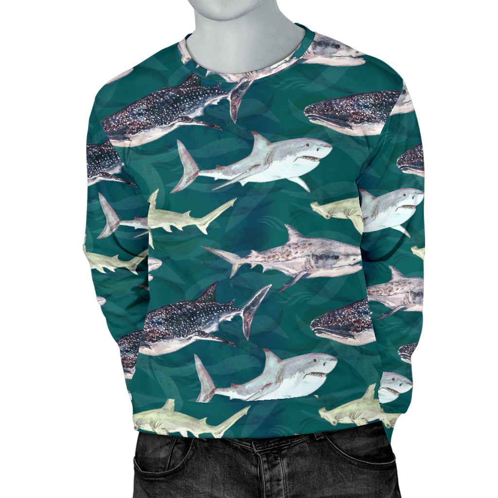 Shark Style Print Men Long Sleeve Sweatshirt