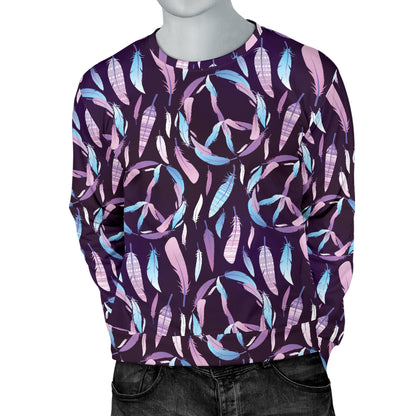 Peace Sign Feather Design Print Men Long Sleeve Sweatshirt