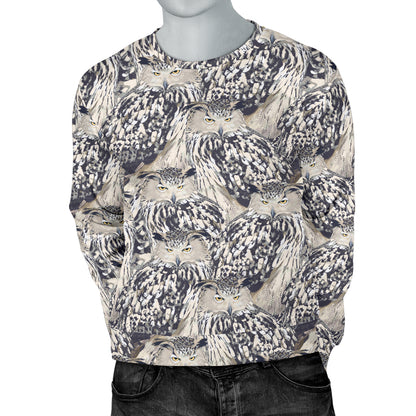 Owl Realistic Themed Design Print Men Long Sleeve Sweatshirt