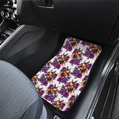 Chihuahua Purple Floral Car Floor Mats Front Back