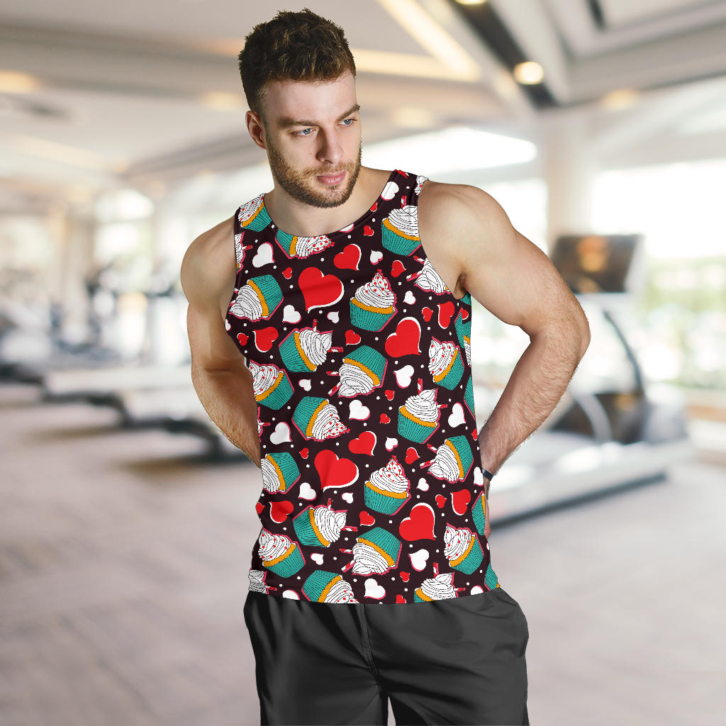 Cupcakes Heart Print Pattern Men Tank Top